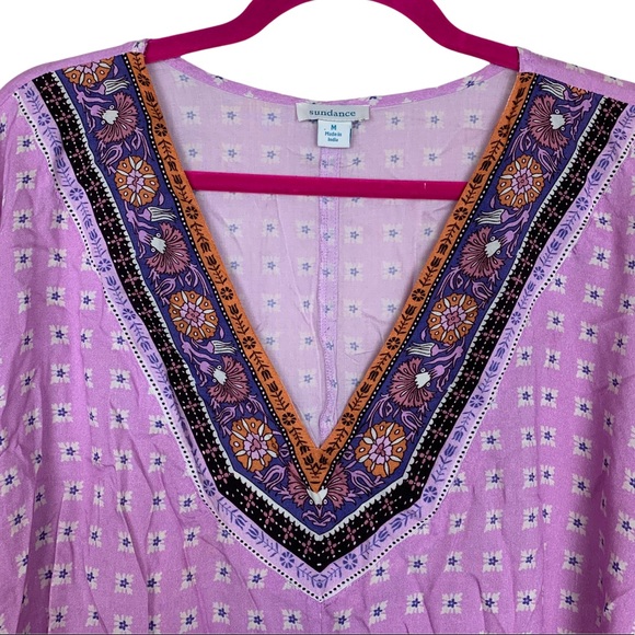 Sundance Boho Lavender Floral Mandala Flowy Lightweight Modal Poncho Blouse Top - Picture 3 of 8